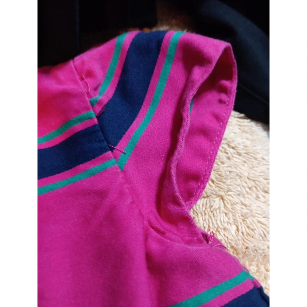 Vtg Ralph Lauren Baby Girl Dress Ruffle 6 Months Party Play Stripes EUC Lined